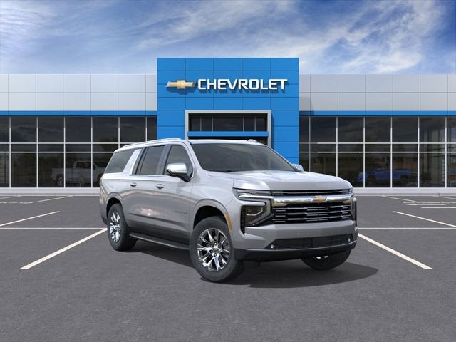 2026 Chevrolet Suburban Premier in Sterling Gray Metallic — front three-quarter view