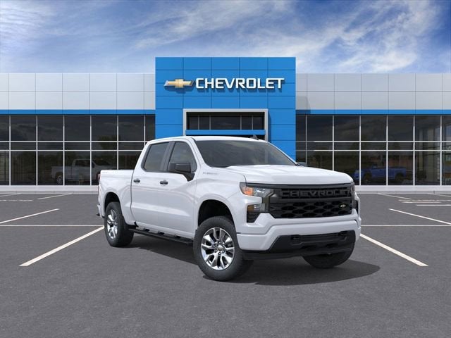 2026 Chevrolet Silverado 1500 Custom in Summit White — front three-quarter view